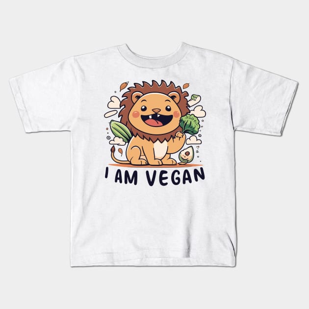 Vegan lion Kids T-Shirt by Spaceboyishere